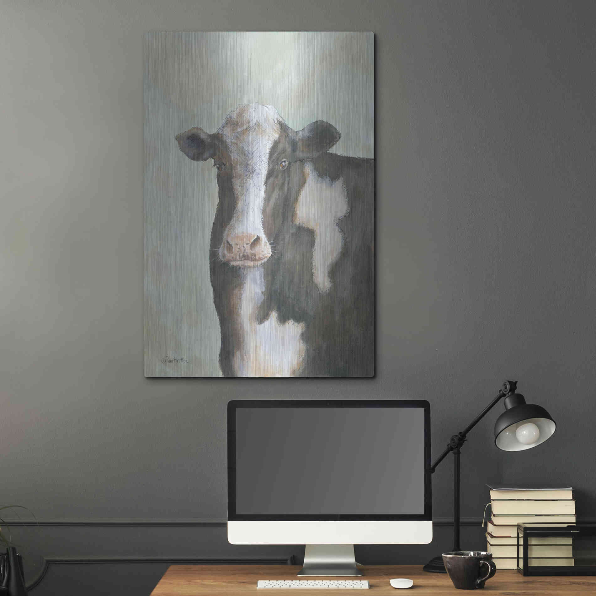 Luxe Metal Art 'Farm Cow' by Pam Britton, Metal Wall Art,24x36