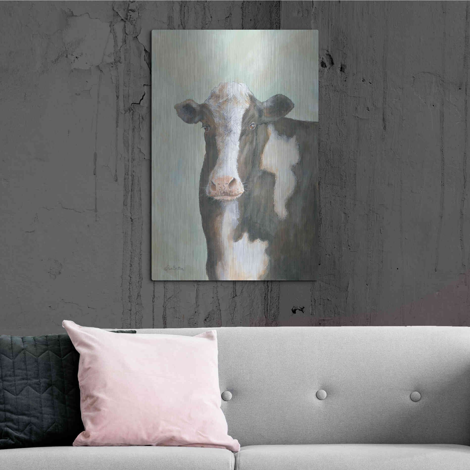 Luxe Metal Art 'Farm Cow' by Pam Britton, Metal Wall Art,24x36