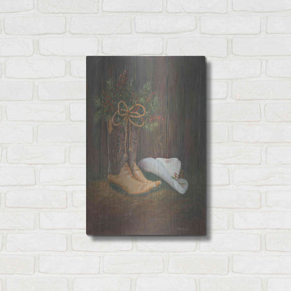 Luxe Metal Art 'Cowboy Christmas' by Pam Britton, Metal Wall Art,16x24