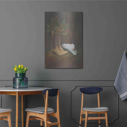 Luxe Metal Art 'Cowboy Christmas' by Pam Britton, Metal Wall Art,24x36