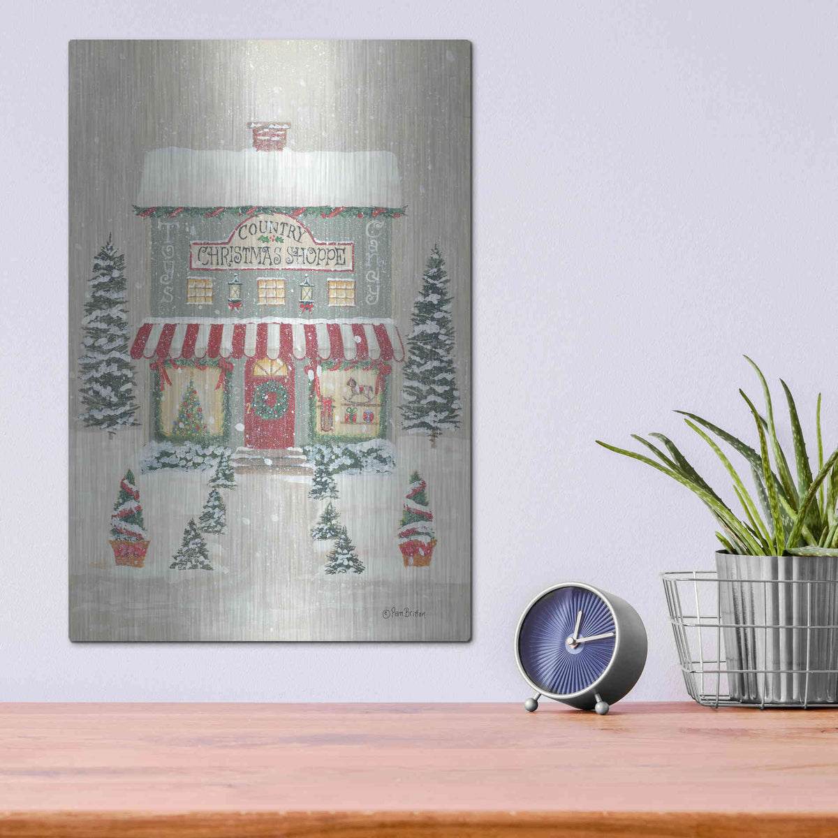Luxe Metal Art 'Country Christmas Shoppe' by Pam Britton, Metal Wall Art,12x16