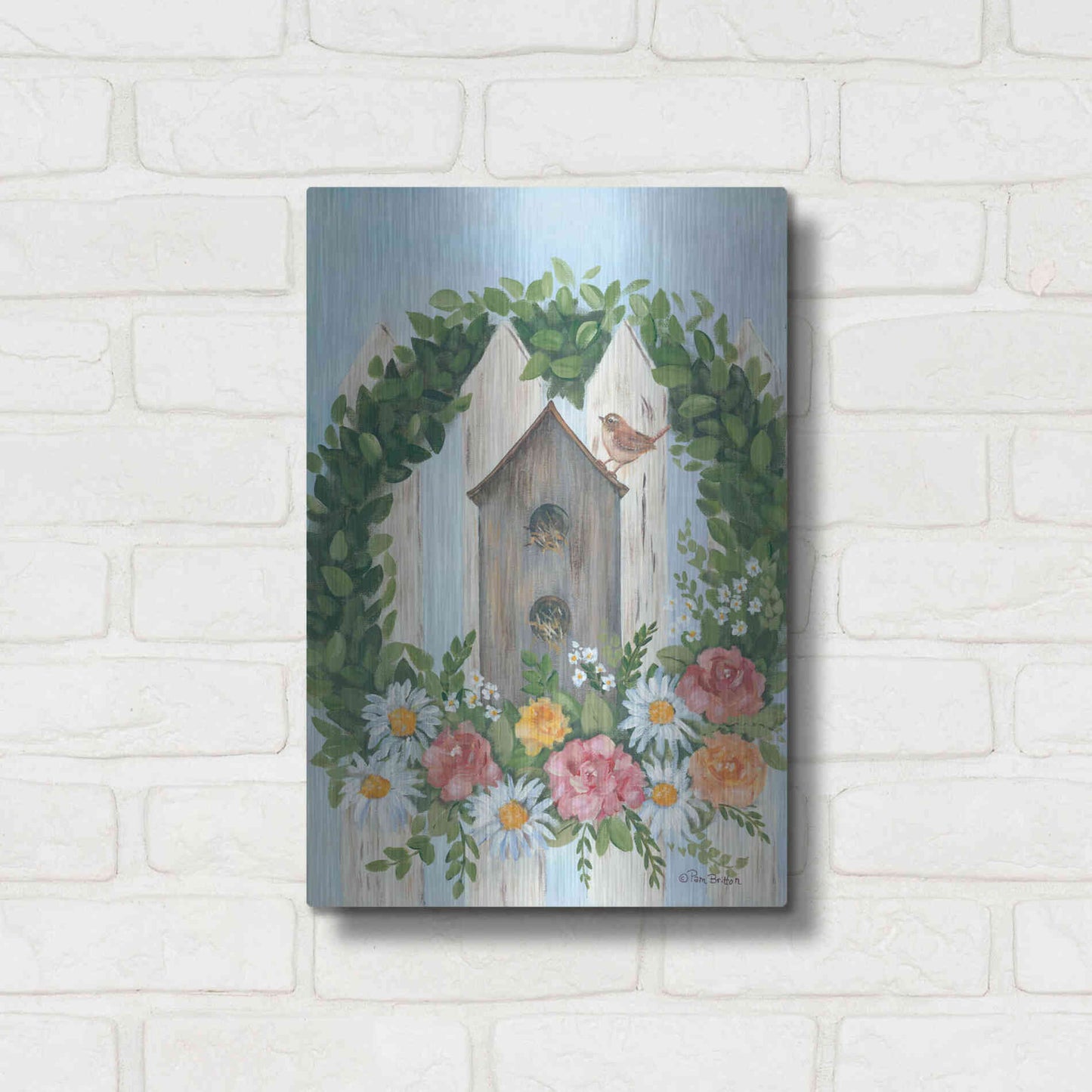 Luxe Metal Art 'A Spring Welcome' by Pam Britton, Metal Wall Art,12x16