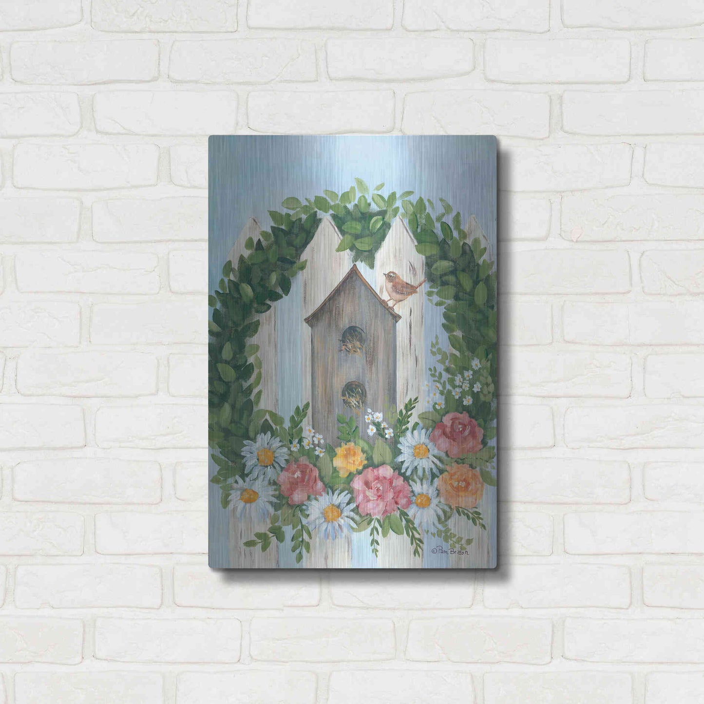 Luxe Metal Art 'A Spring Welcome' by Pam Britton, Metal Wall Art,16x24