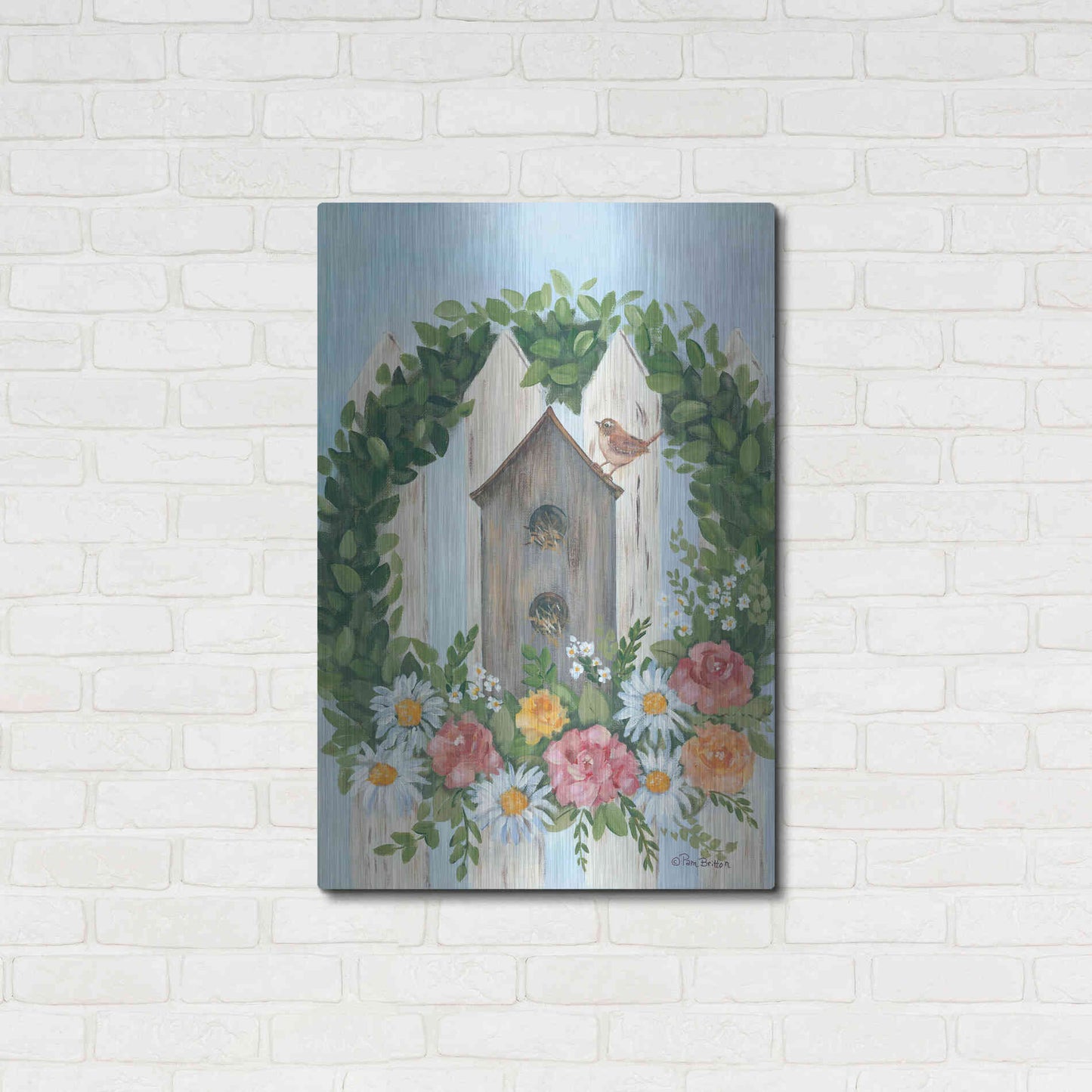 Luxe Metal Art 'A Spring Welcome' by Pam Britton, Metal Wall Art,24x36