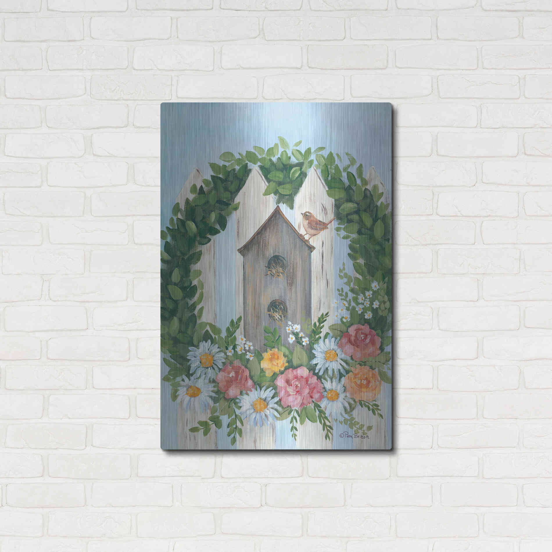 Luxe Metal Art 'A Spring Welcome' by Pam Britton, Metal Wall Art,24x36