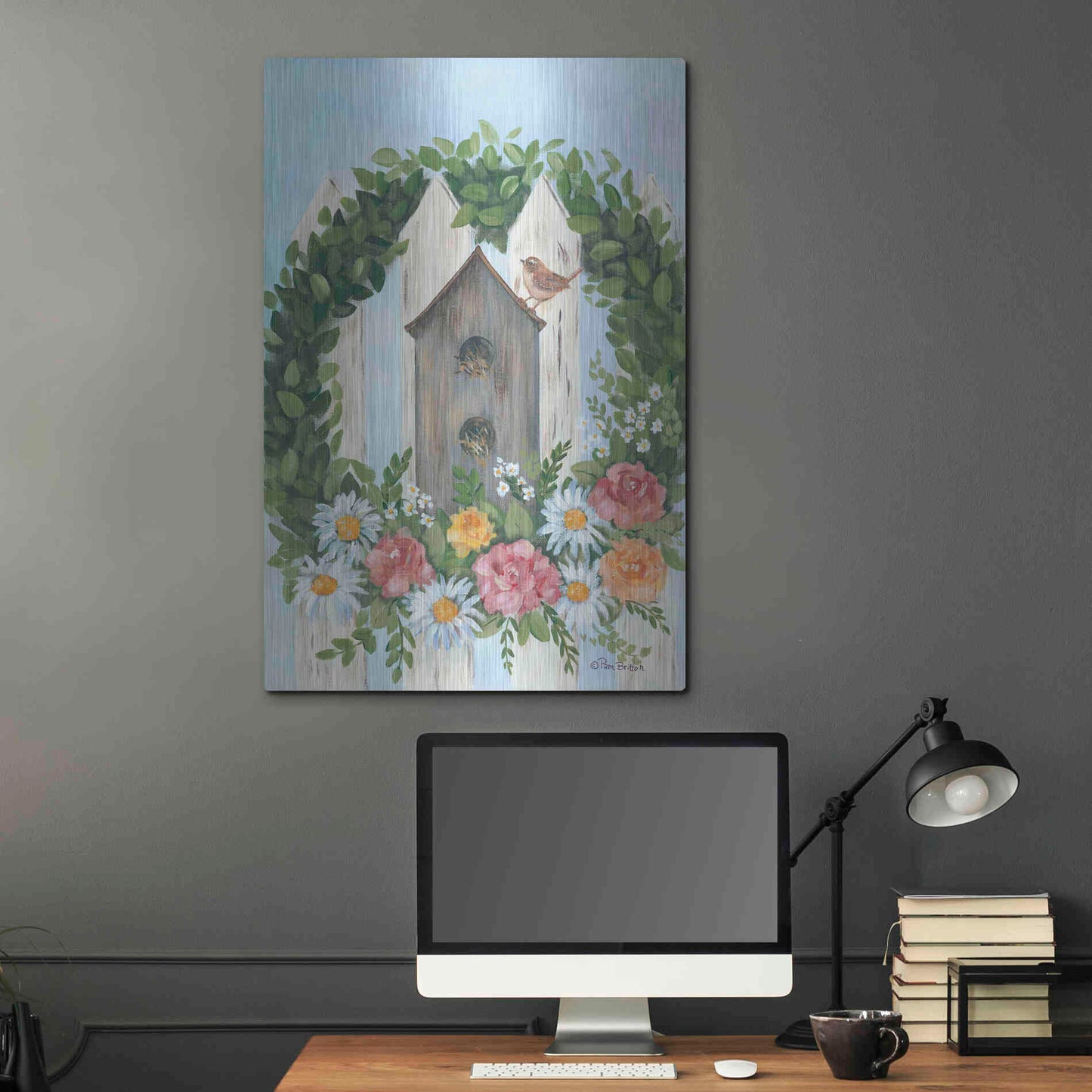 Luxe Metal Art 'A Spring Welcome' by Pam Britton, Metal Wall Art,24x36