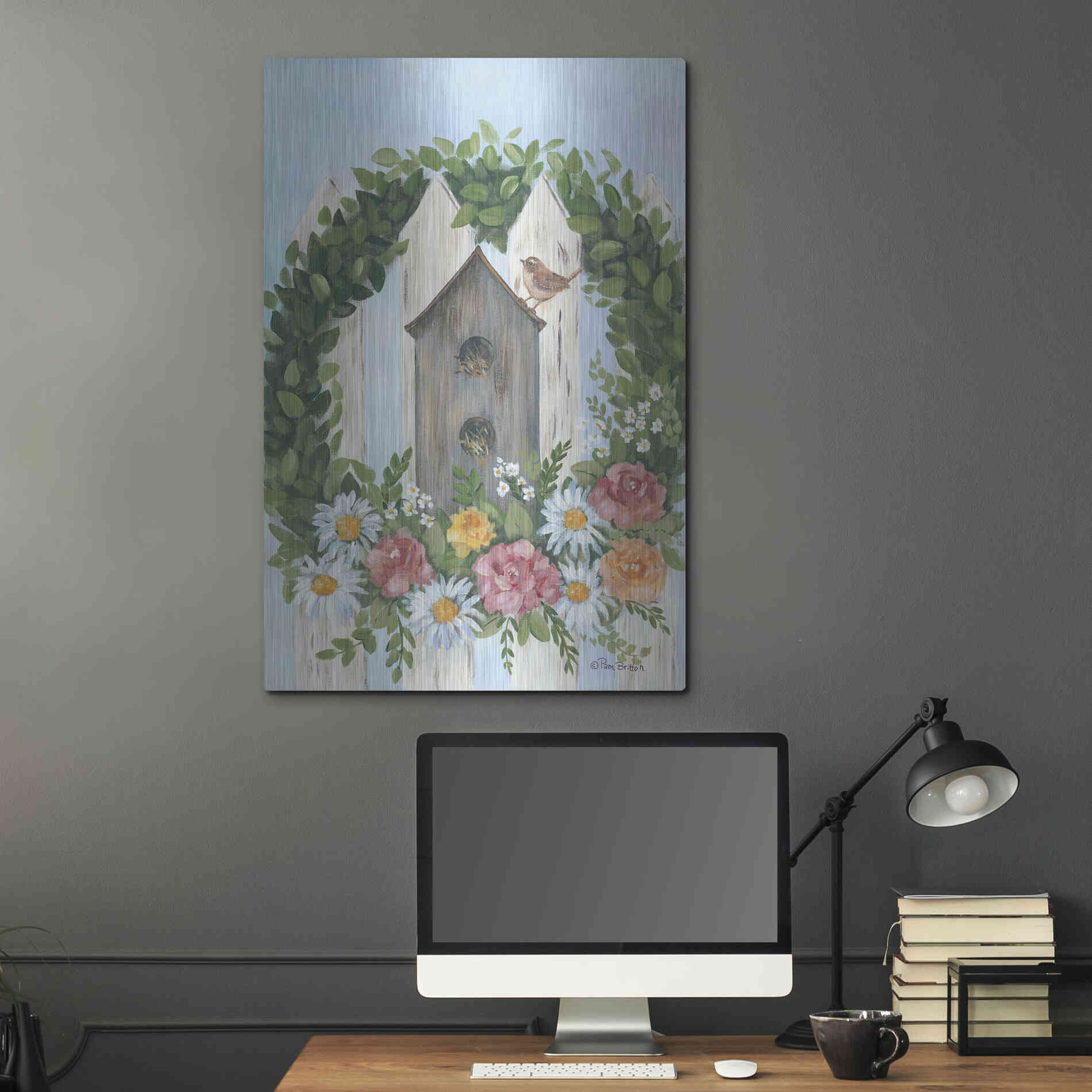 Luxe Metal Art 'A Spring Welcome' by Pam Britton, Metal Wall Art,24x36