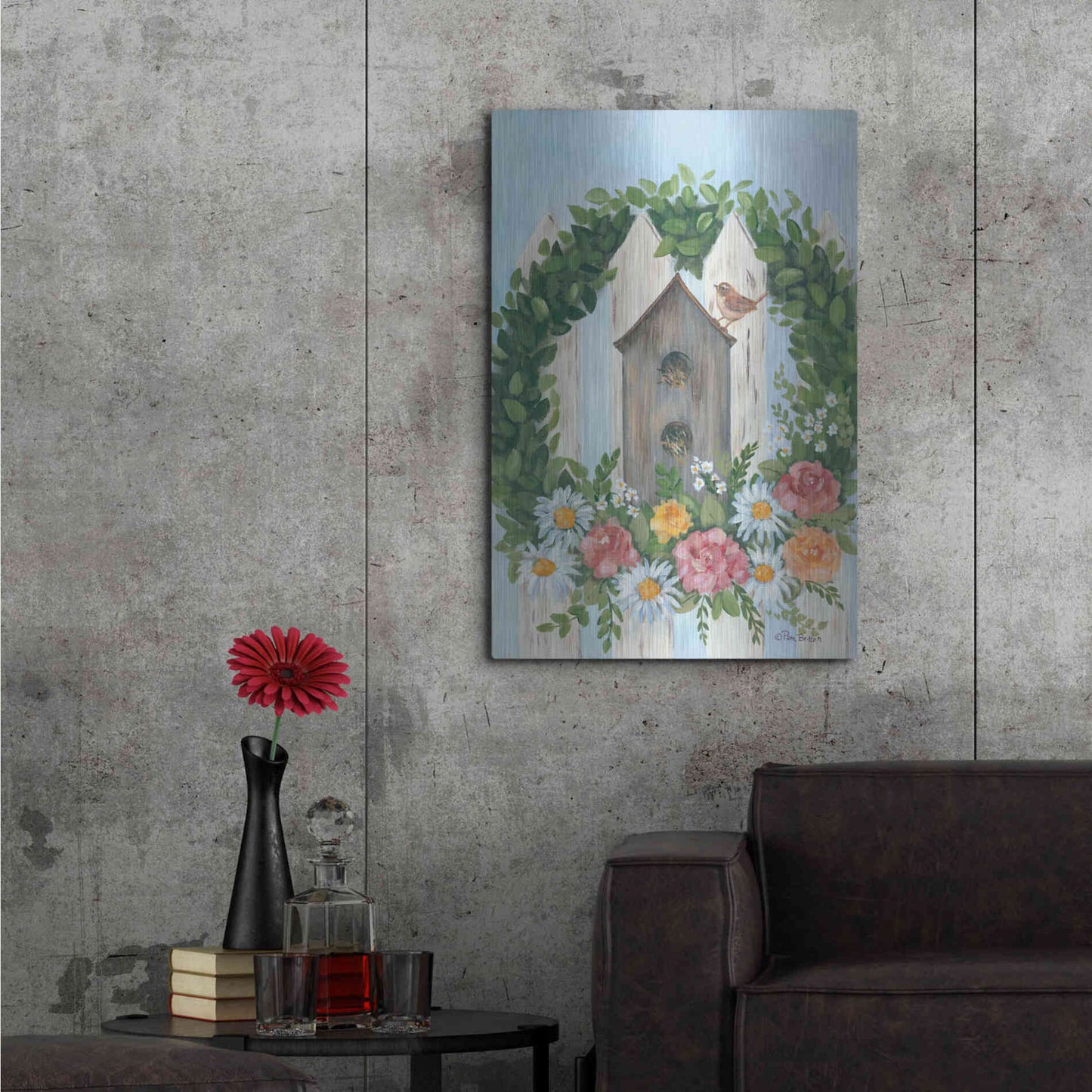 Luxe Metal Art 'A Spring Welcome' by Pam Britton, Metal Wall Art,24x36