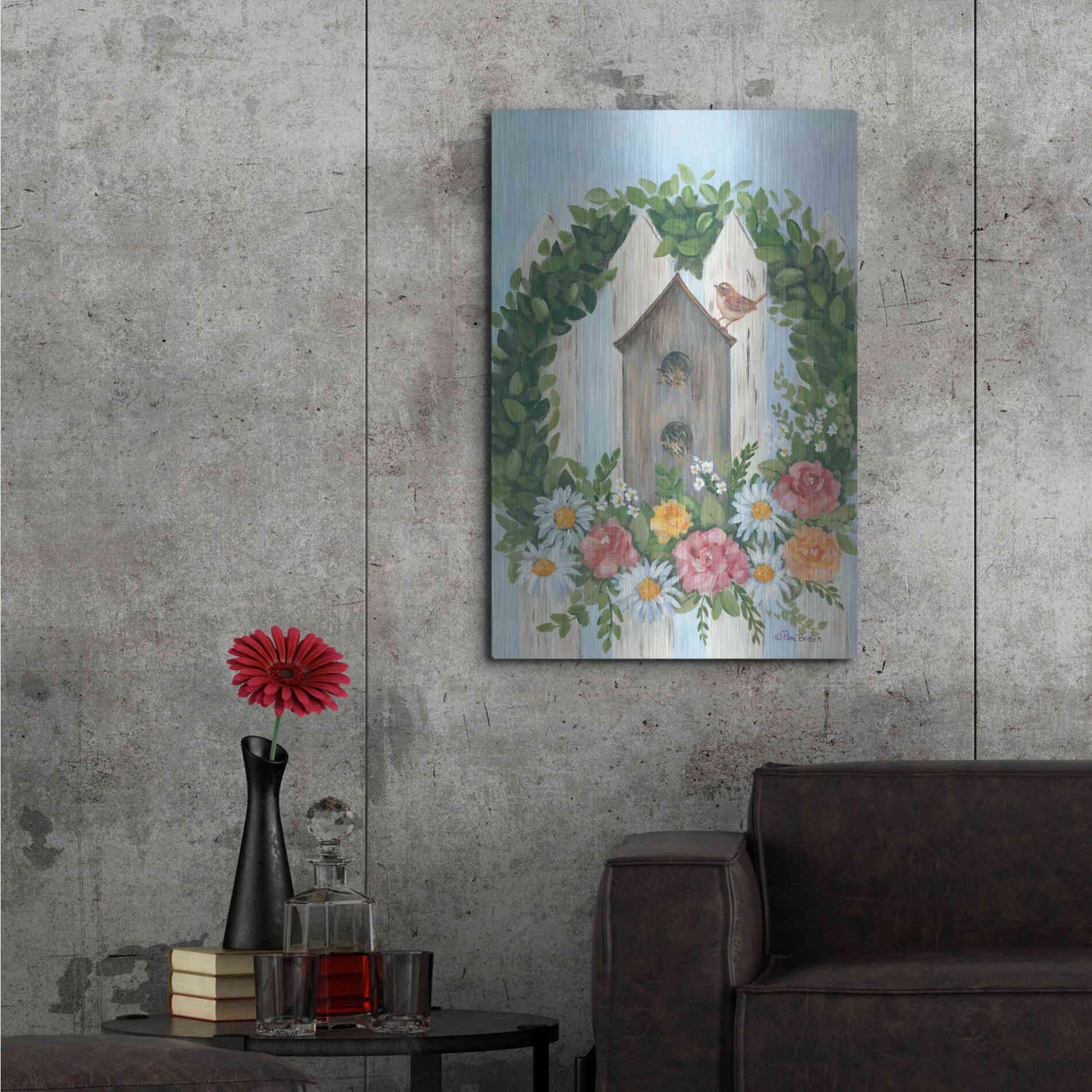 Luxe Metal Art 'A Spring Welcome' by Pam Britton, Metal Wall Art,24x36