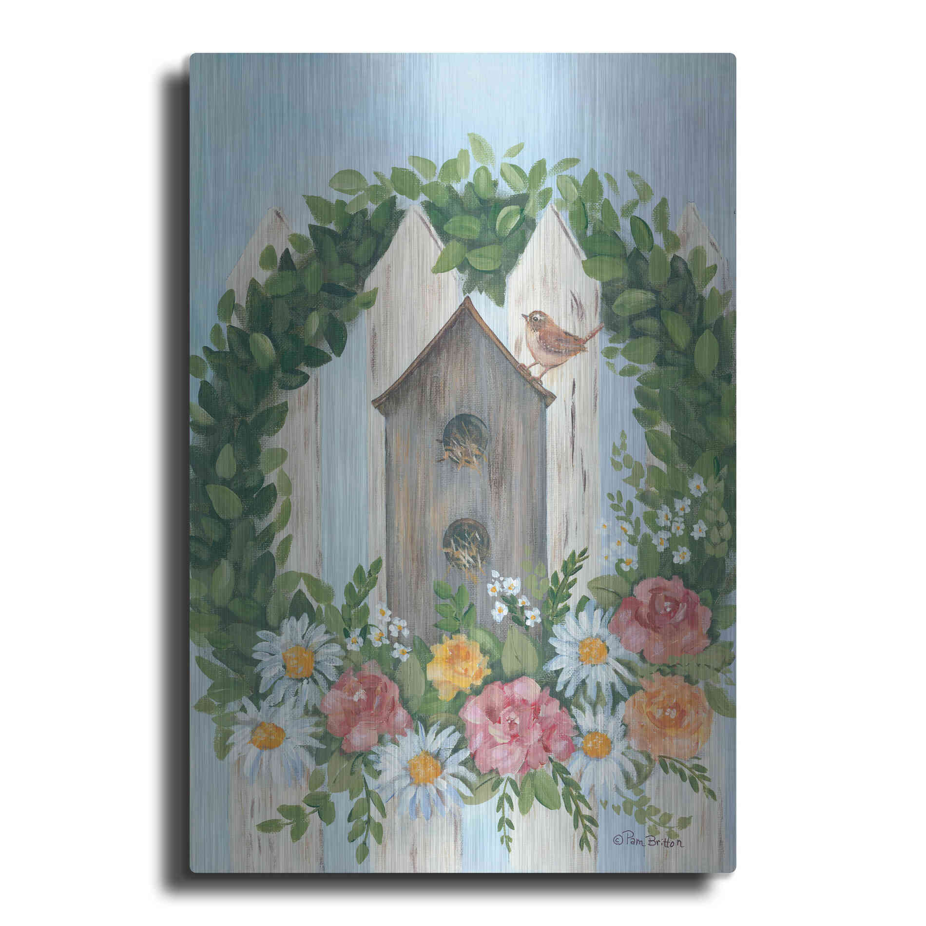 Luxe Metal Art 'A Spring Welcome' by Pam Britton, Metal Wall Art