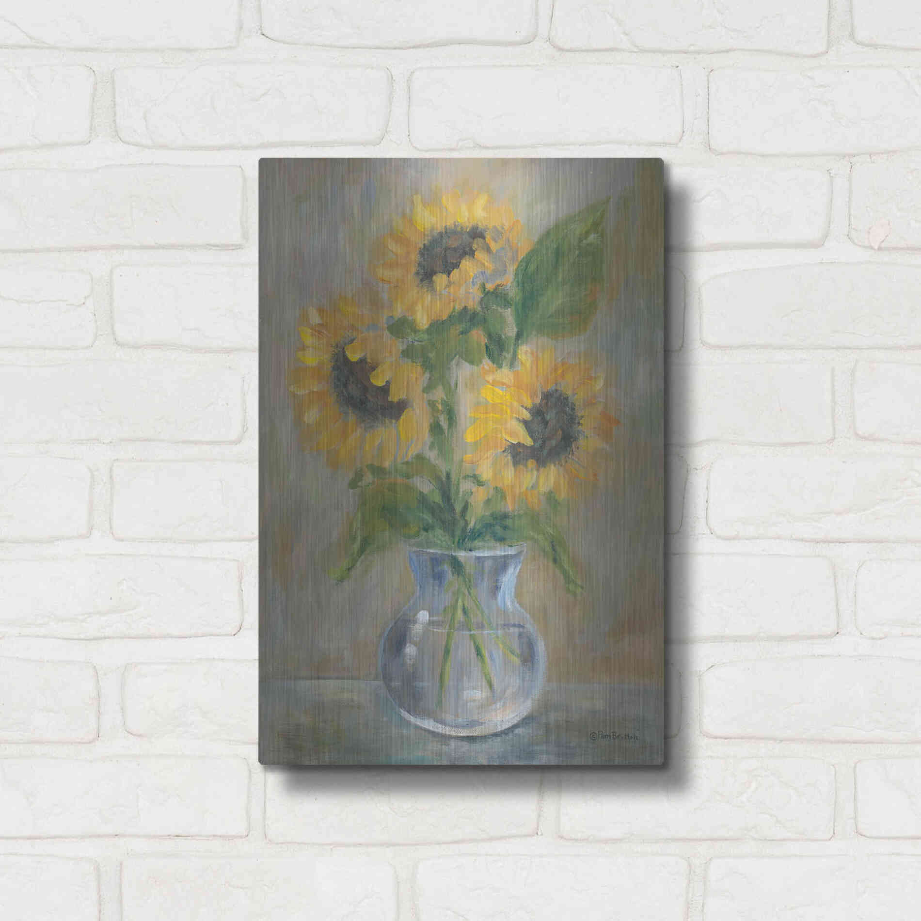 Luxe Metal Art 'Sunny Bouquet' by Pam Britton, Metal Wall Art,12x16