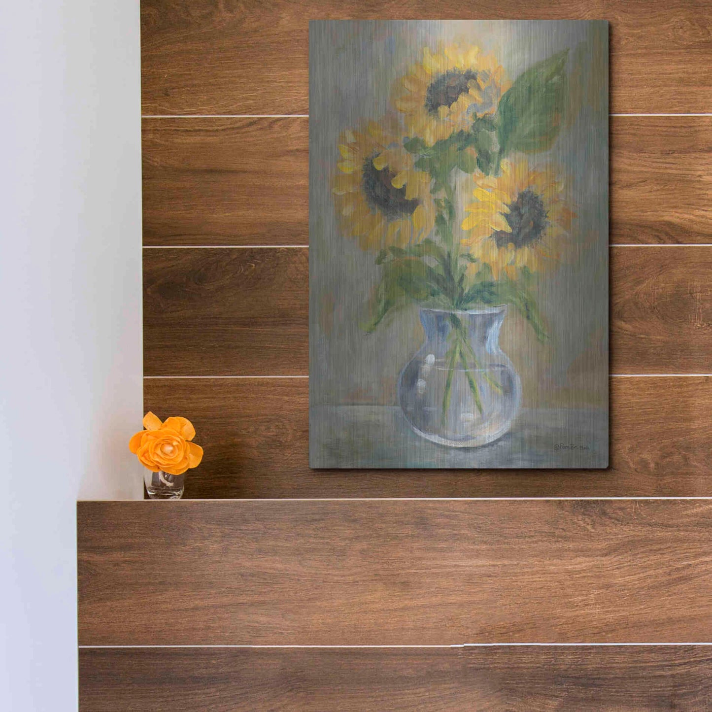 Luxe Metal Art 'Sunny Bouquet' by Pam Britton, Metal Wall Art,12x16