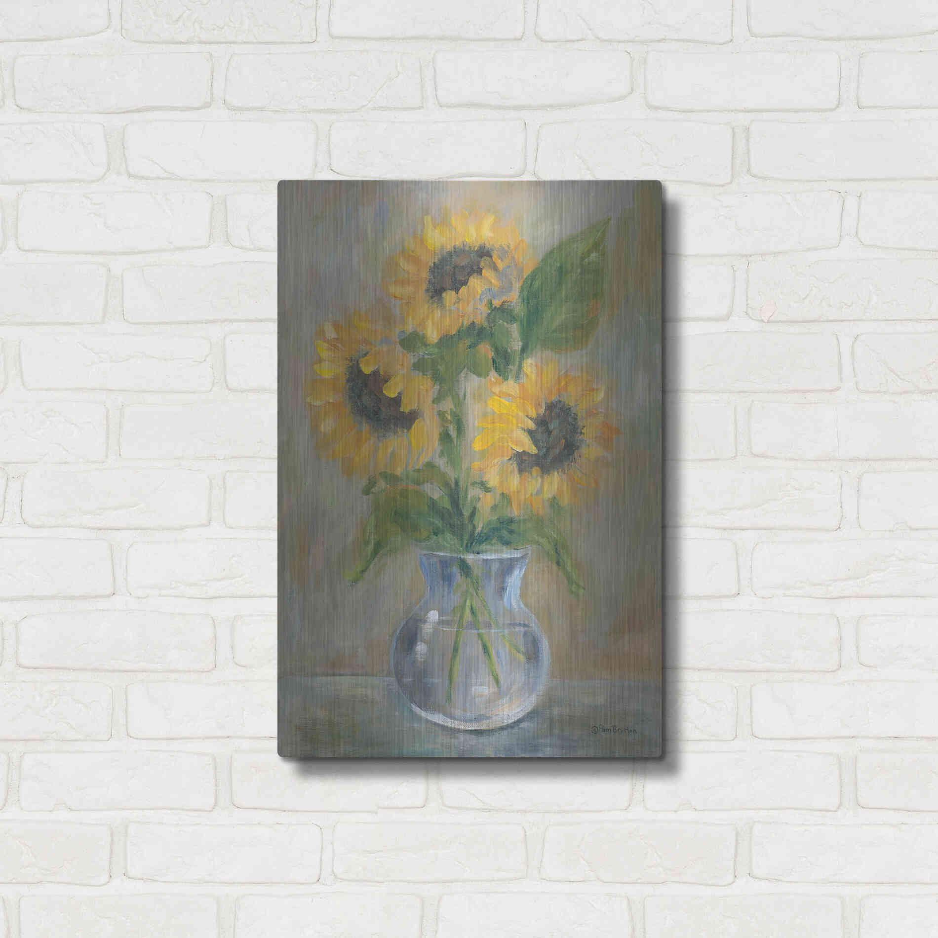 Luxe Metal Art 'Sunny Bouquet' by Pam Britton, Metal Wall Art,16x24