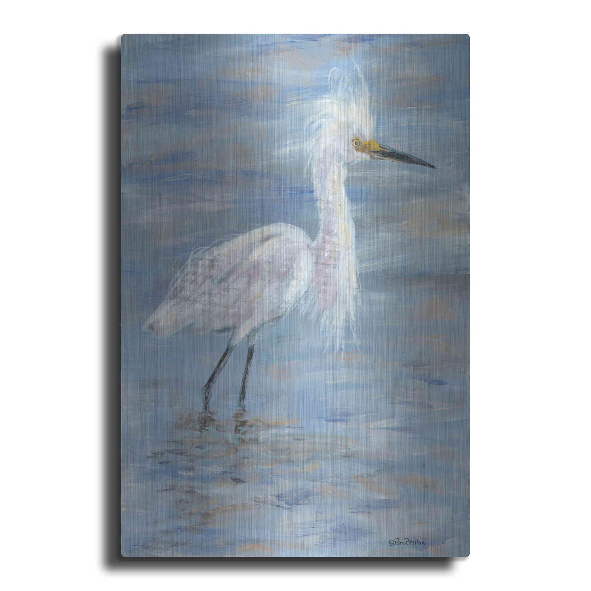 Luxe Metal Art 'Egret' by Pam Britton, Metal Wall Art