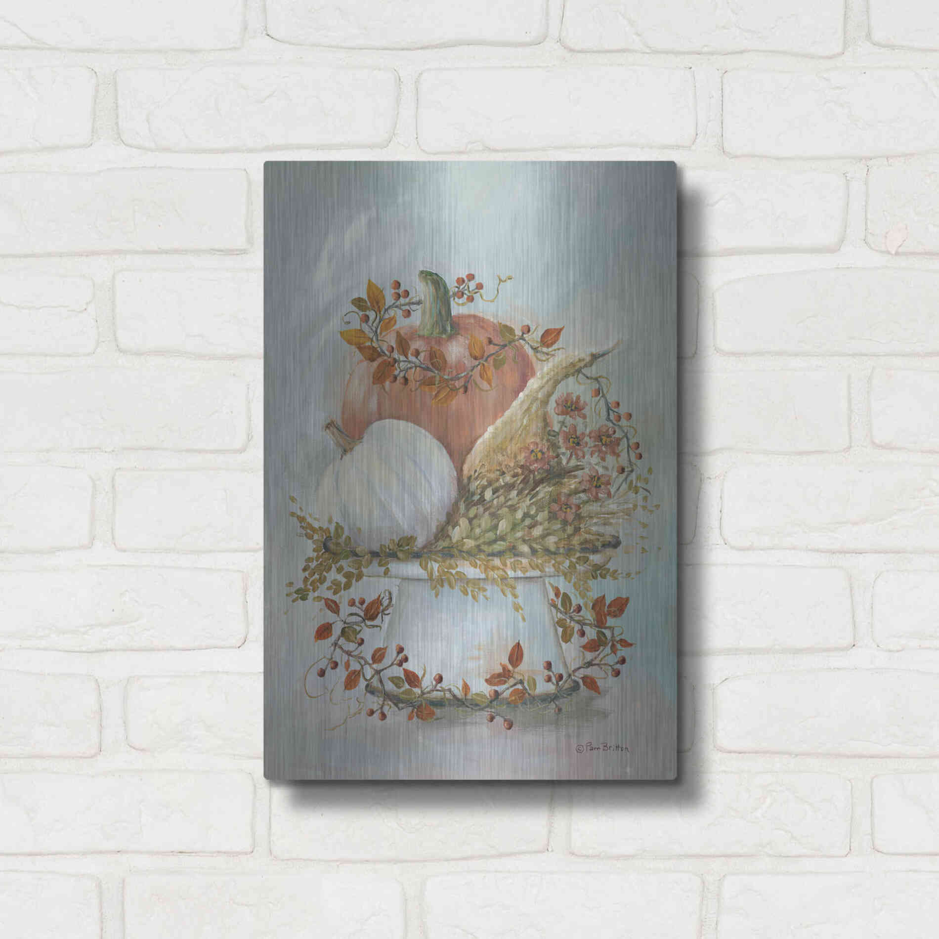 Luxe Metal Art 'Harvest Arrangement II' by Pam Britton, Metal Wall Art,12x16