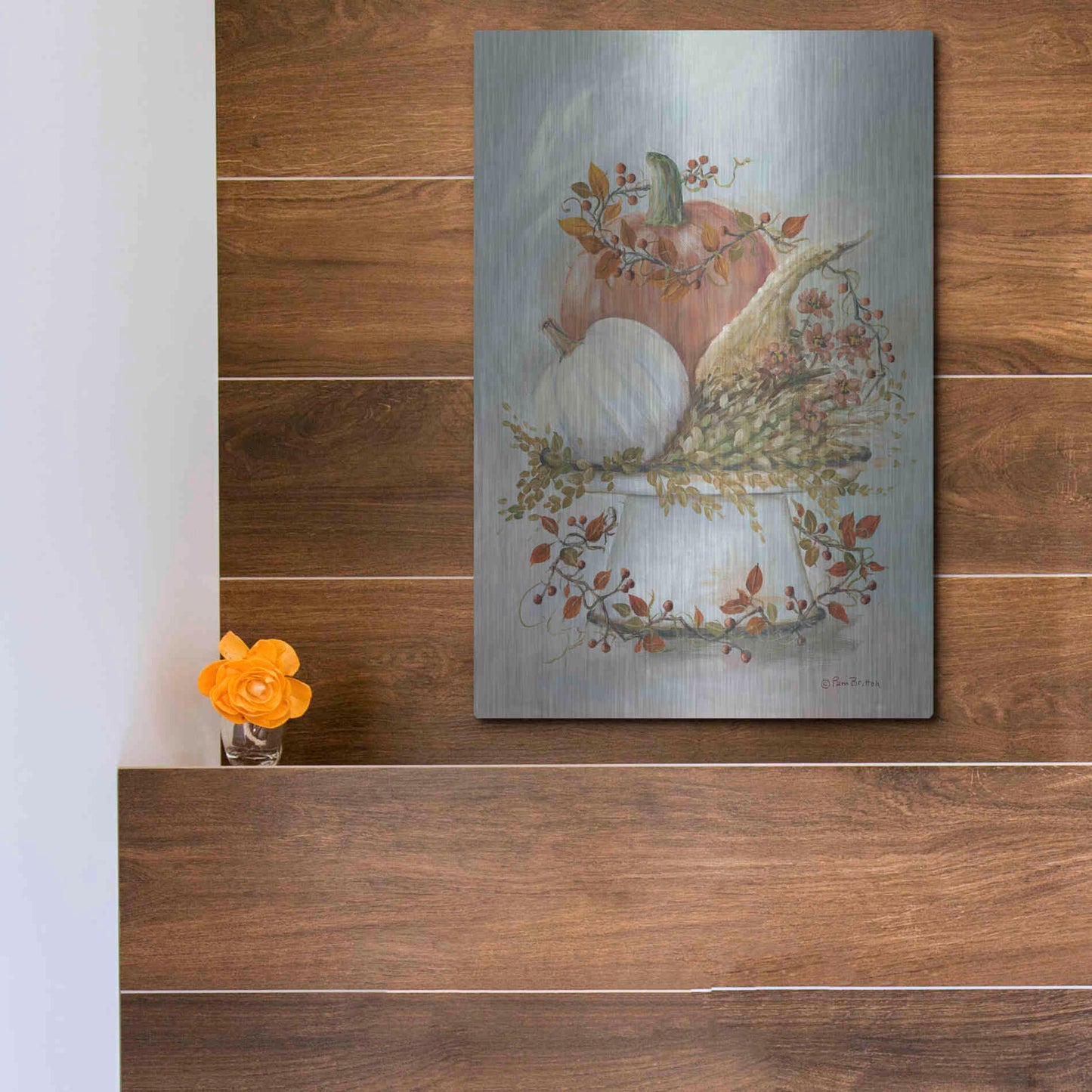 Luxe Metal Art 'Harvest Arrangement II' by Pam Britton, Metal Wall Art,12x16