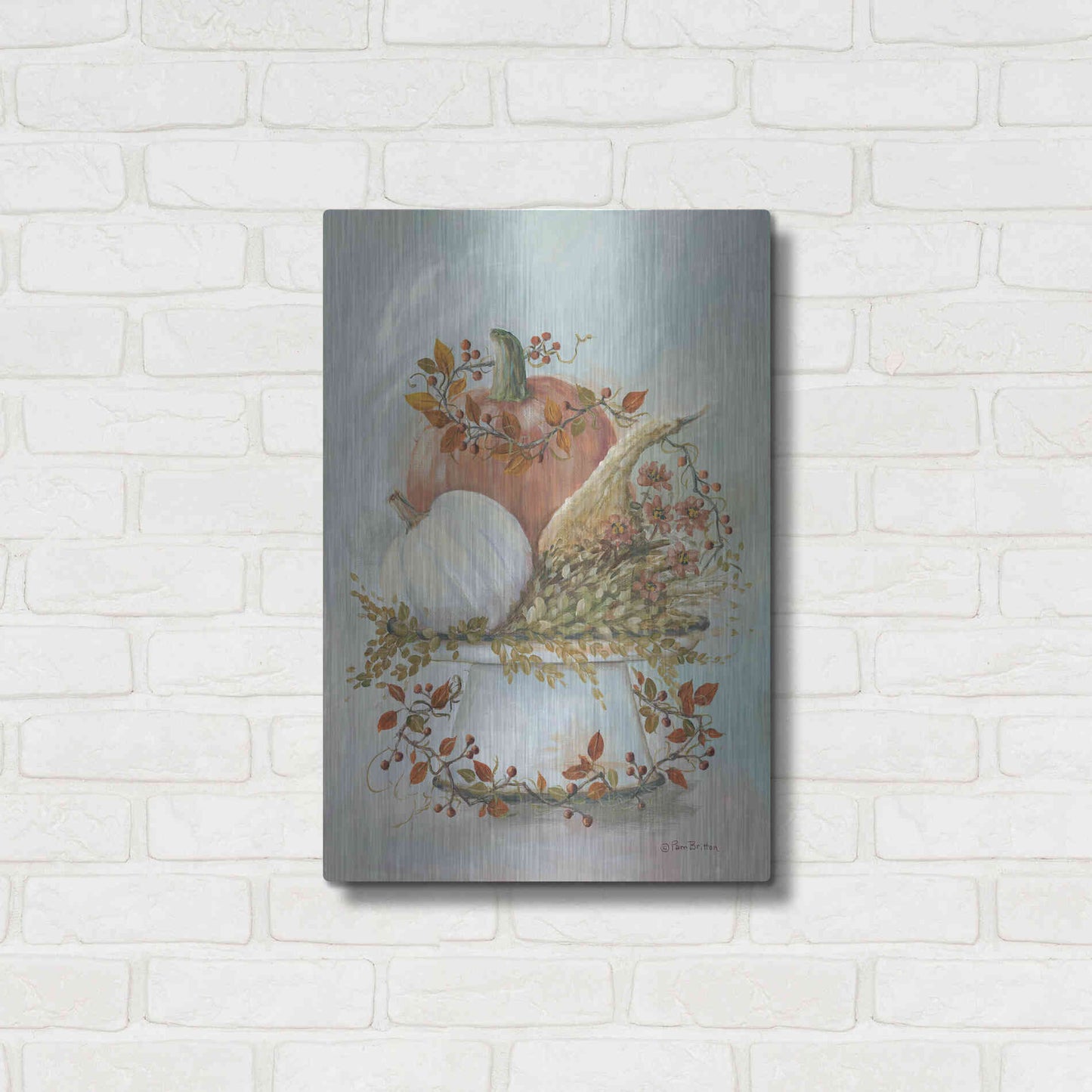 Luxe Metal Art 'Harvest Arrangement II' by Pam Britton, Metal Wall Art,16x24