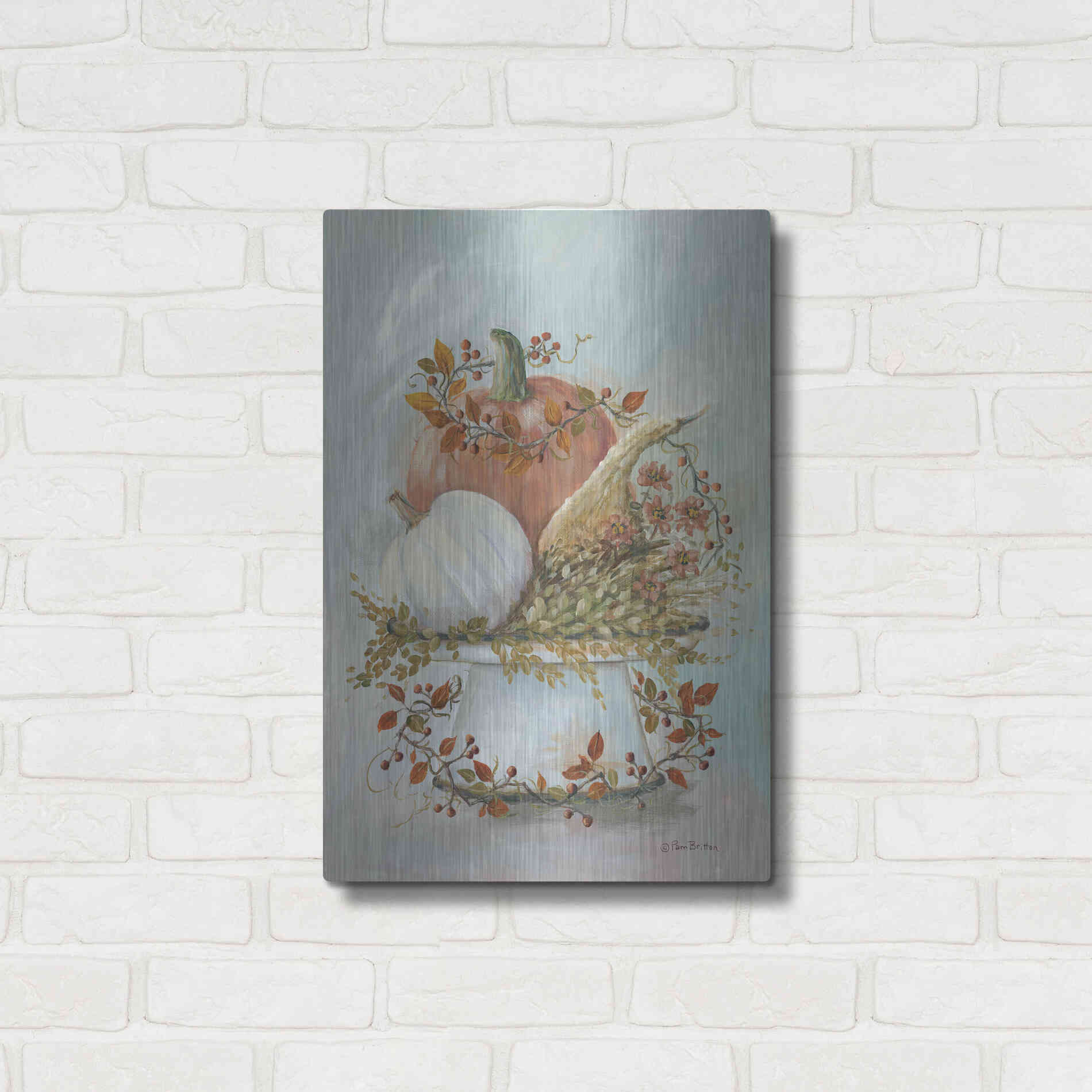 Luxe Metal Art 'Harvest Arrangement II' by Pam Britton, Metal Wall Art,16x24