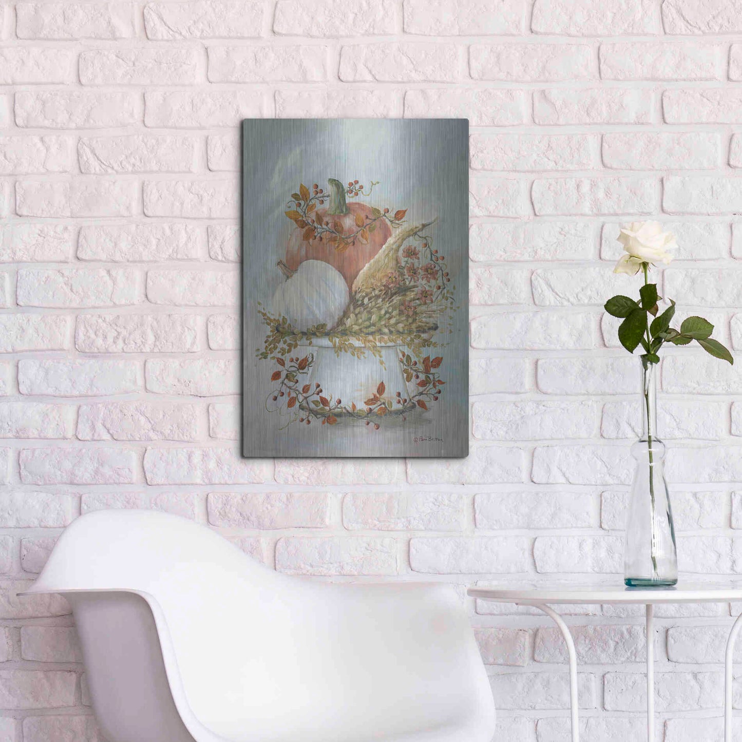 Luxe Metal Art 'Harvest Arrangement II' by Pam Britton, Metal Wall Art,16x24