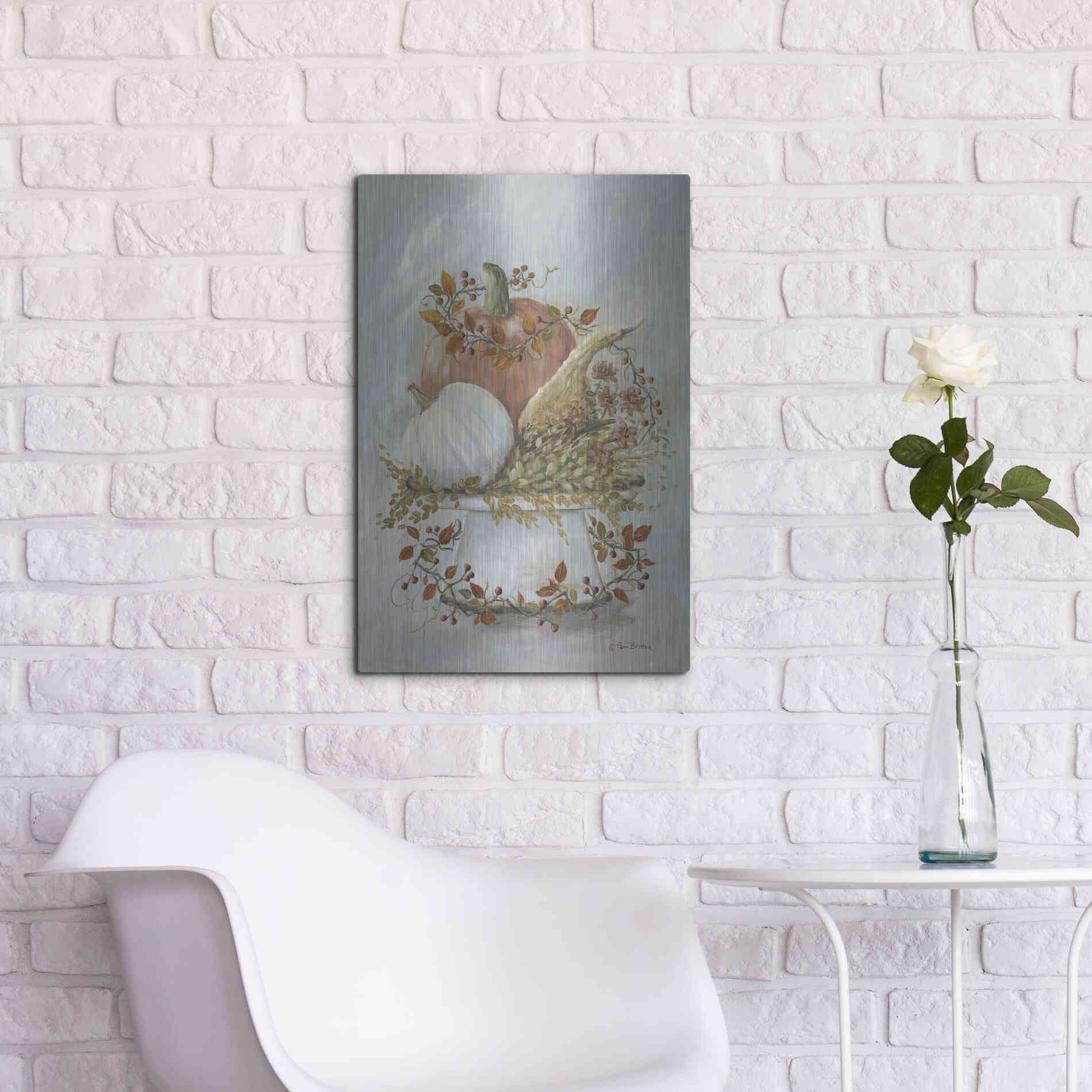 Luxe Metal Art 'Harvest Arrangement II' by Pam Britton, Metal Wall Art,16x24