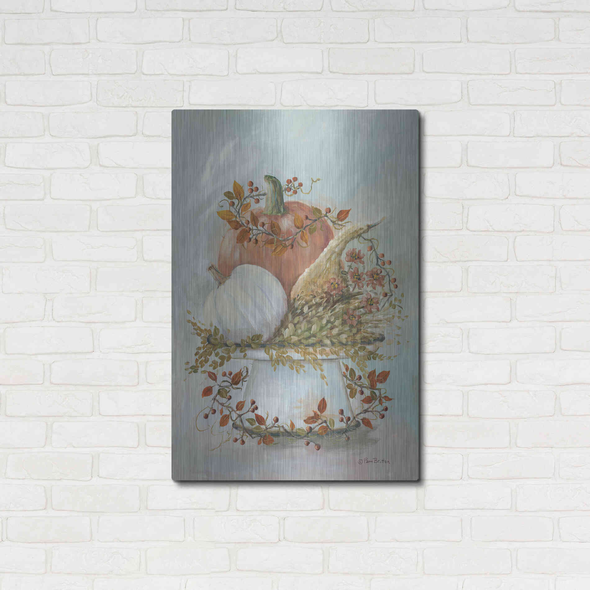 Luxe Metal Art 'Harvest Arrangement II' by Pam Britton, Metal Wall Art,24x36