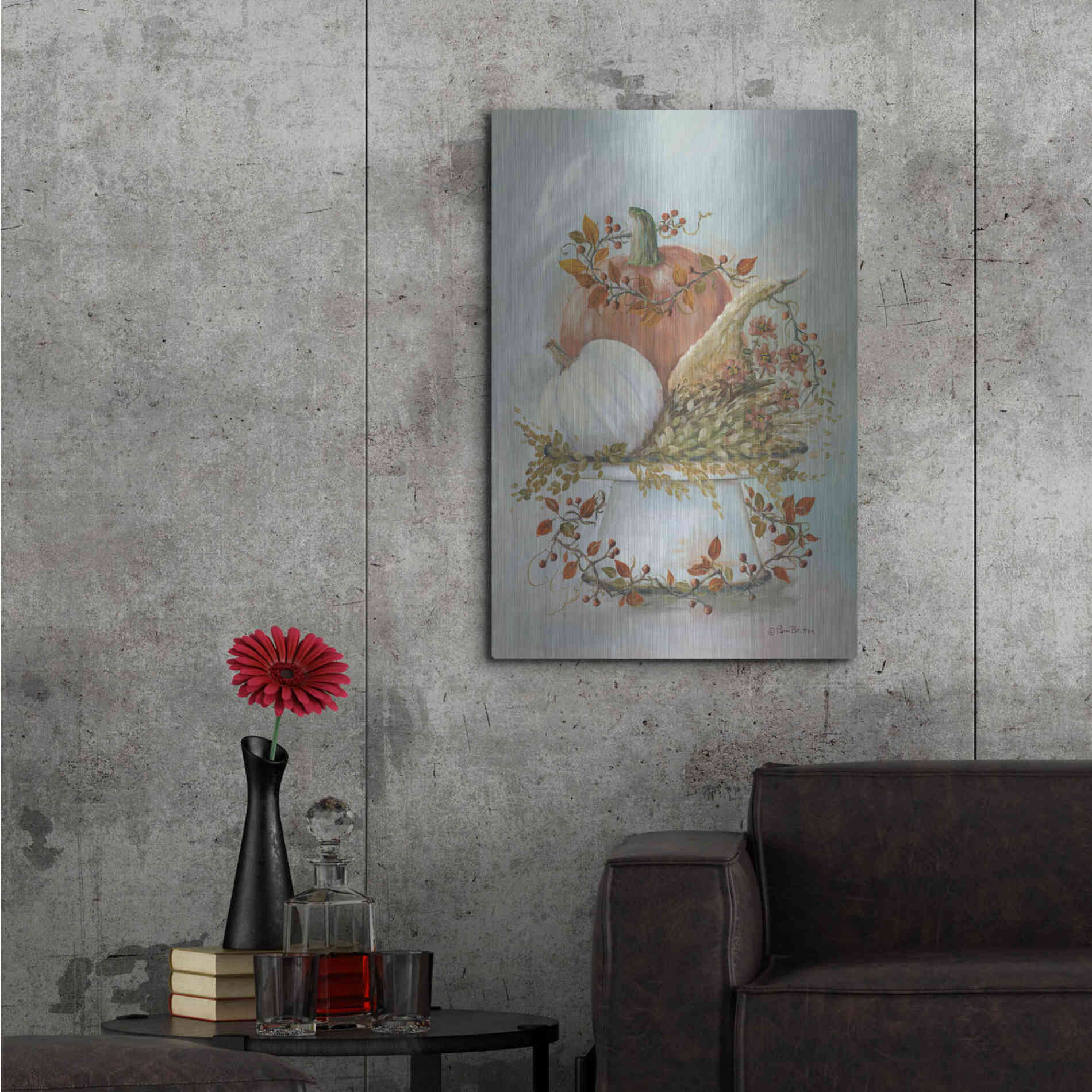 Luxe Metal Art 'Harvest Arrangement II' by Pam Britton, Metal Wall Art,24x36