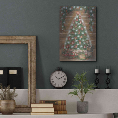 Luxe Metal Art 'A Log Cabin Christmas' by Pam Britton, Metal Wall Art,12x16
