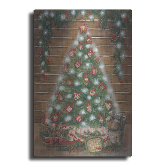 Luxe Metal Art 'A Log Cabin Christmas' by Pam Britton, Metal Wall Art