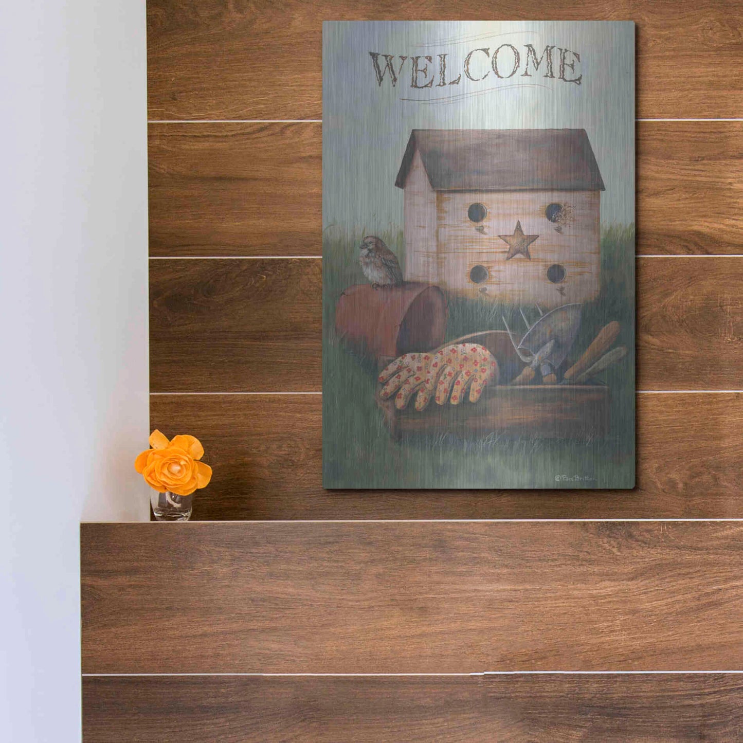 Luxe Metal Art 'Welcome Spring' by Pam Britton, Metal Wall Art,12x16