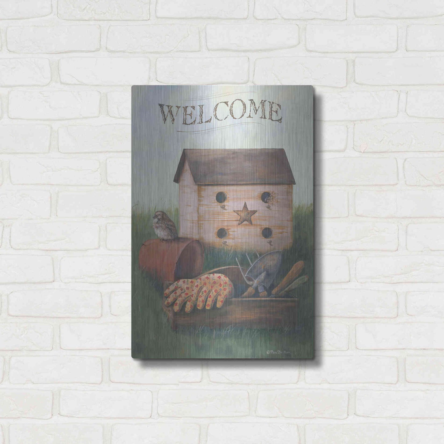 Luxe Metal Art 'Welcome Spring' by Pam Britton, Metal Wall Art,16x24