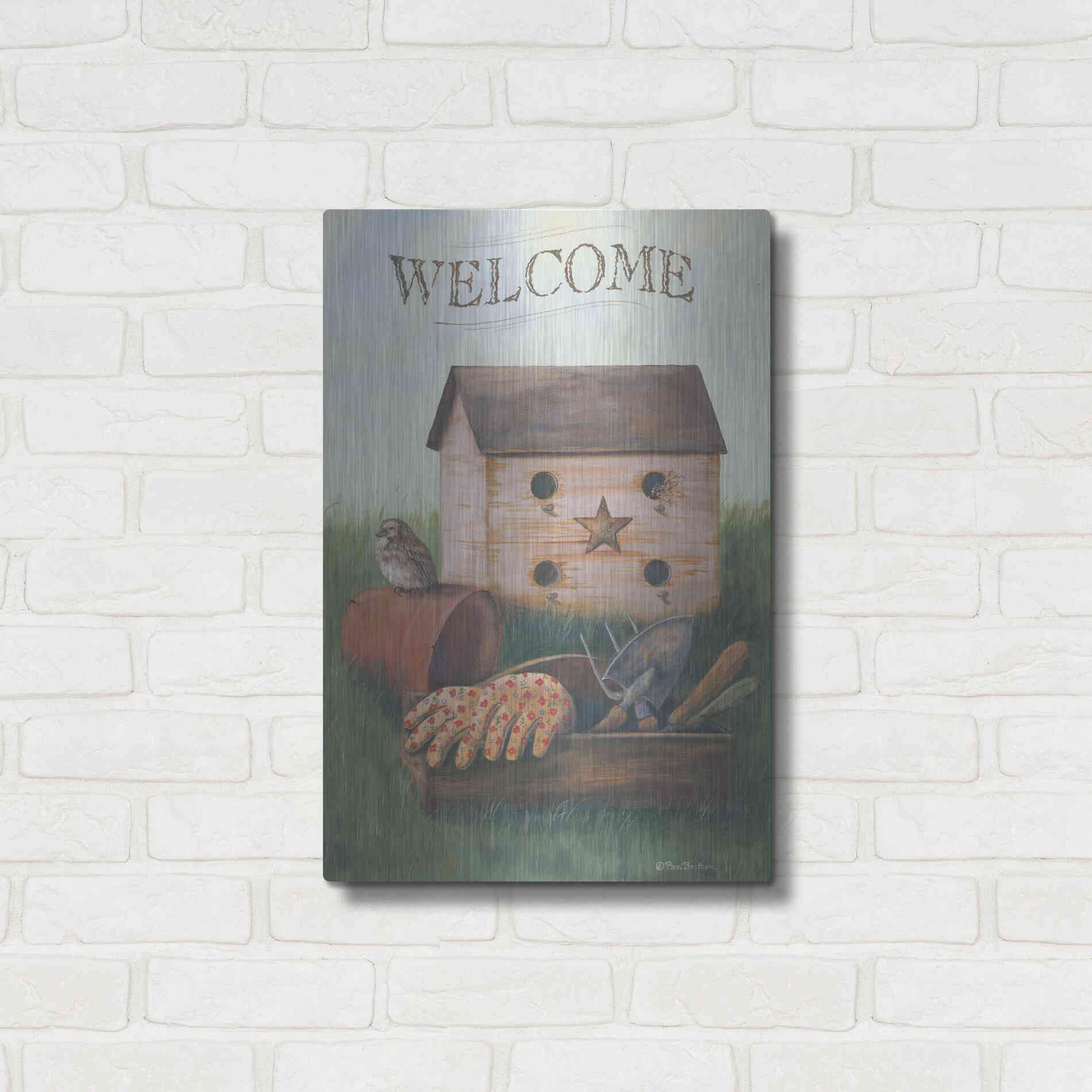 Luxe Metal Art 'Welcome Spring' by Pam Britton, Metal Wall Art,16x24