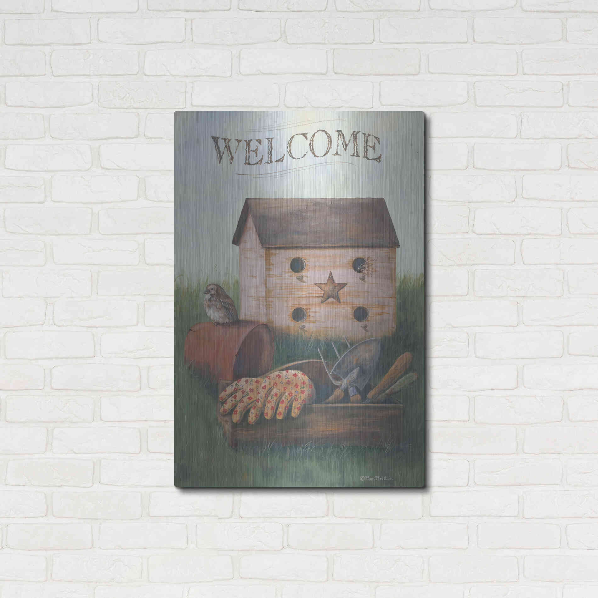 Luxe Metal Art 'Welcome Spring' by Pam Britton, Metal Wall Art,24x36