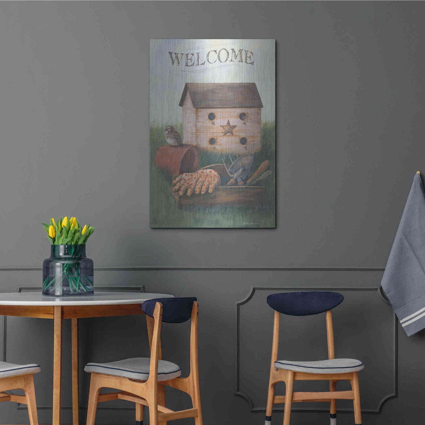 Luxe Metal Art 'Welcome Spring' by Pam Britton, Metal Wall Art,24x36