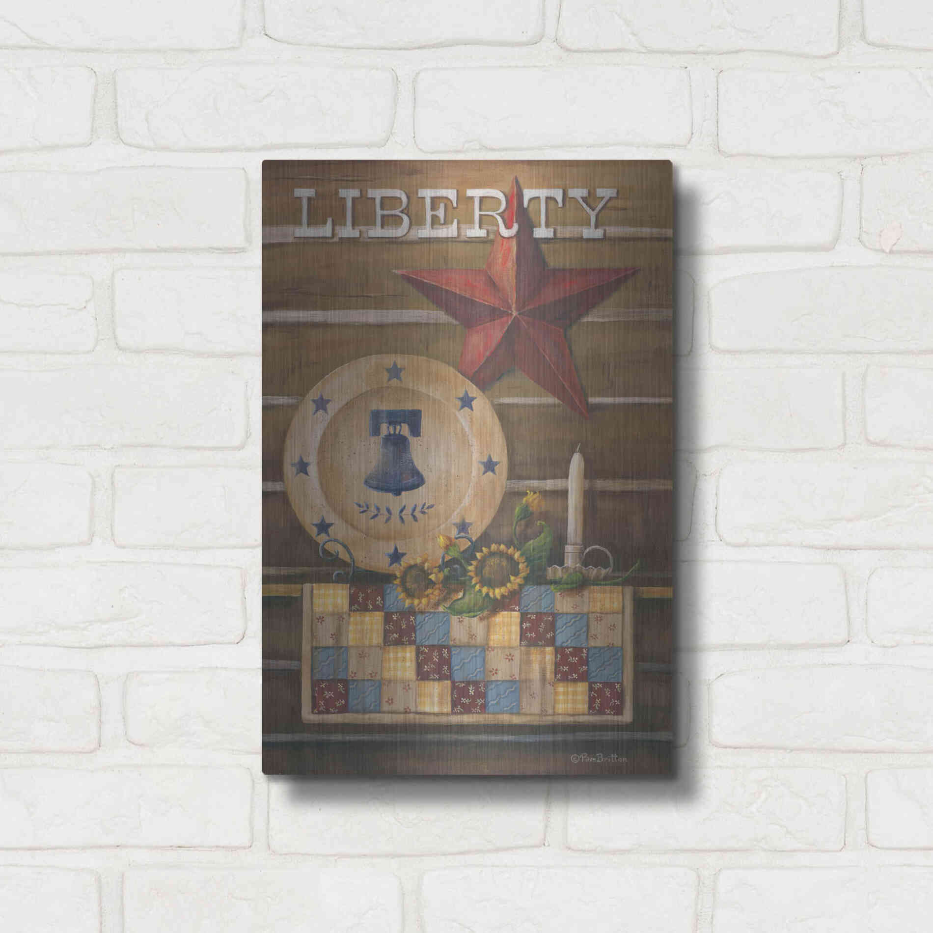 Luxe Metal Art 'Liberty' by Pam Britton, Metal Wall Art,12x16