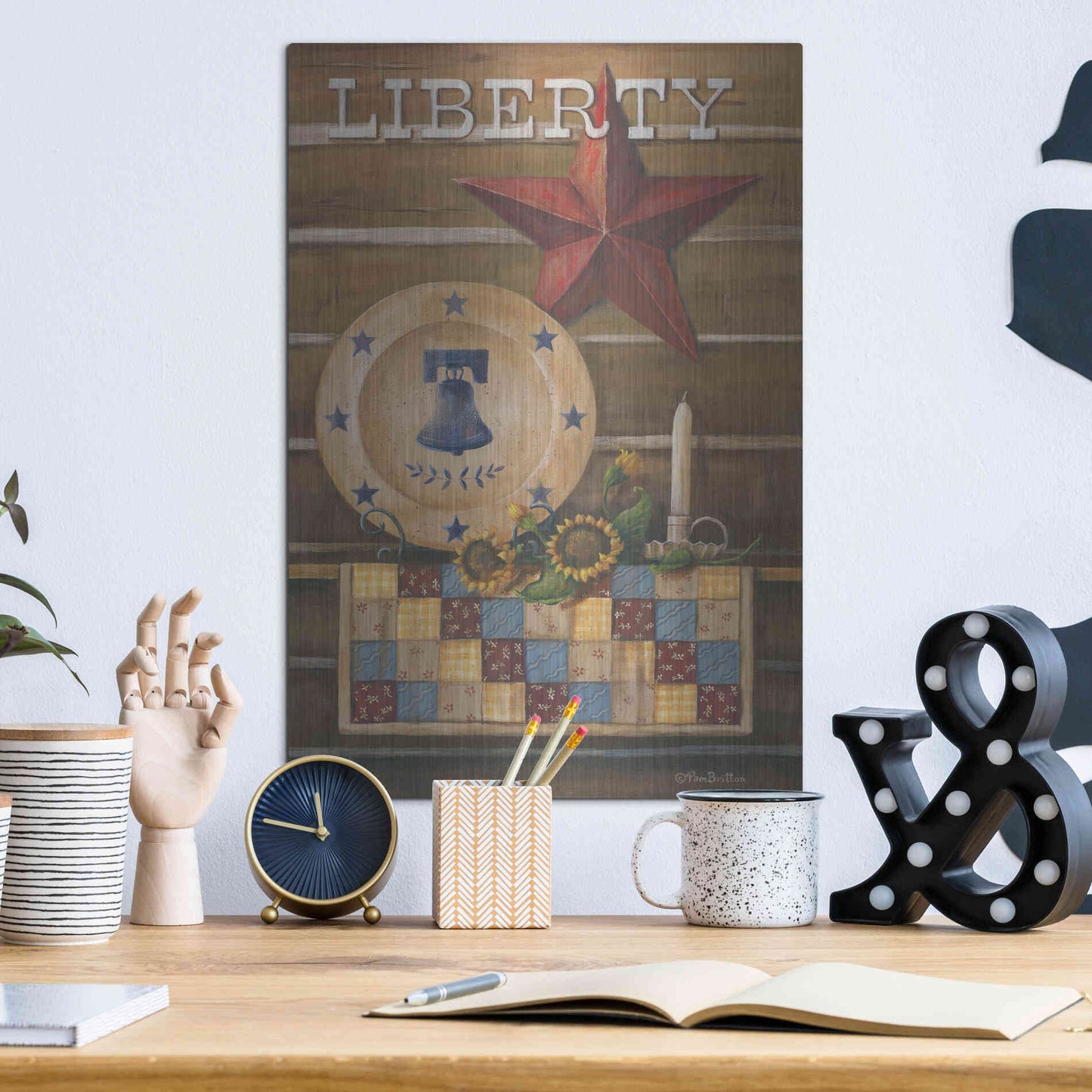 Luxe Metal Art 'Liberty' by Pam Britton, Metal Wall Art,12x16