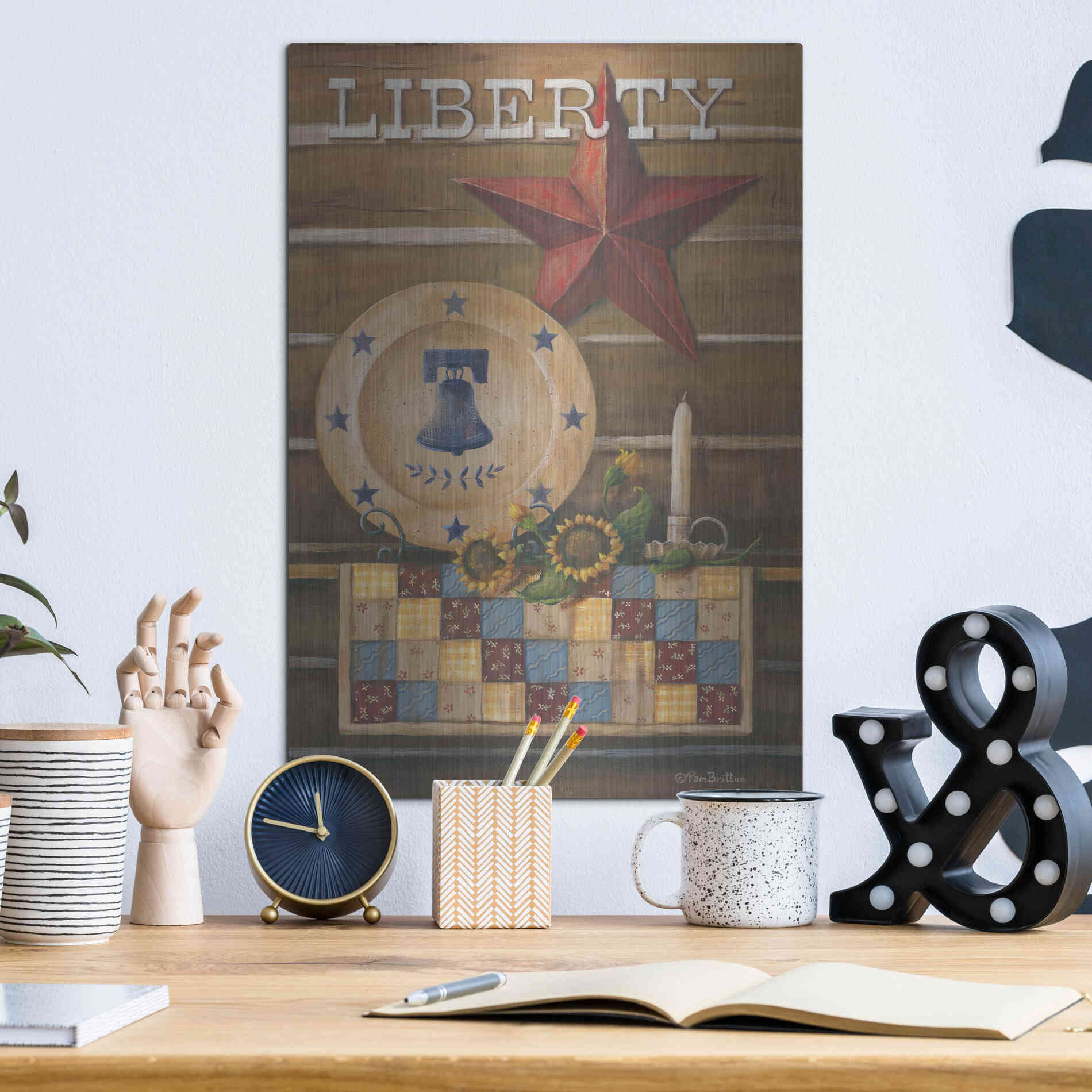 Luxe Metal Art 'Liberty' by Pam Britton, Metal Wall Art,12x16
