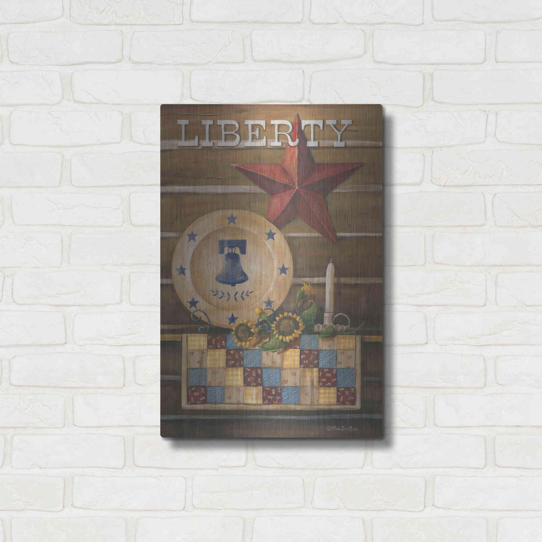 Luxe Metal Art 'Liberty' by Pam Britton, Metal Wall Art,16x24