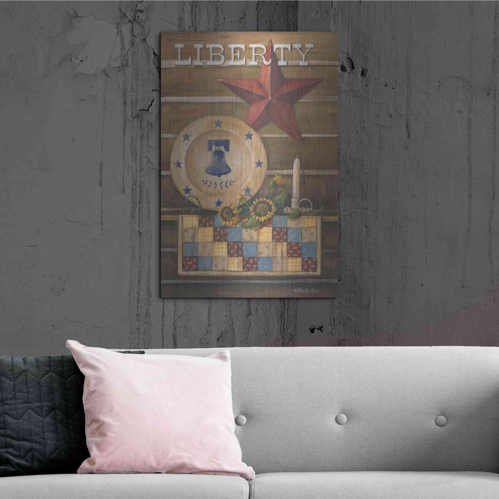 Luxe Metal Art 'Liberty' by Pam Britton, Metal Wall Art,24x36