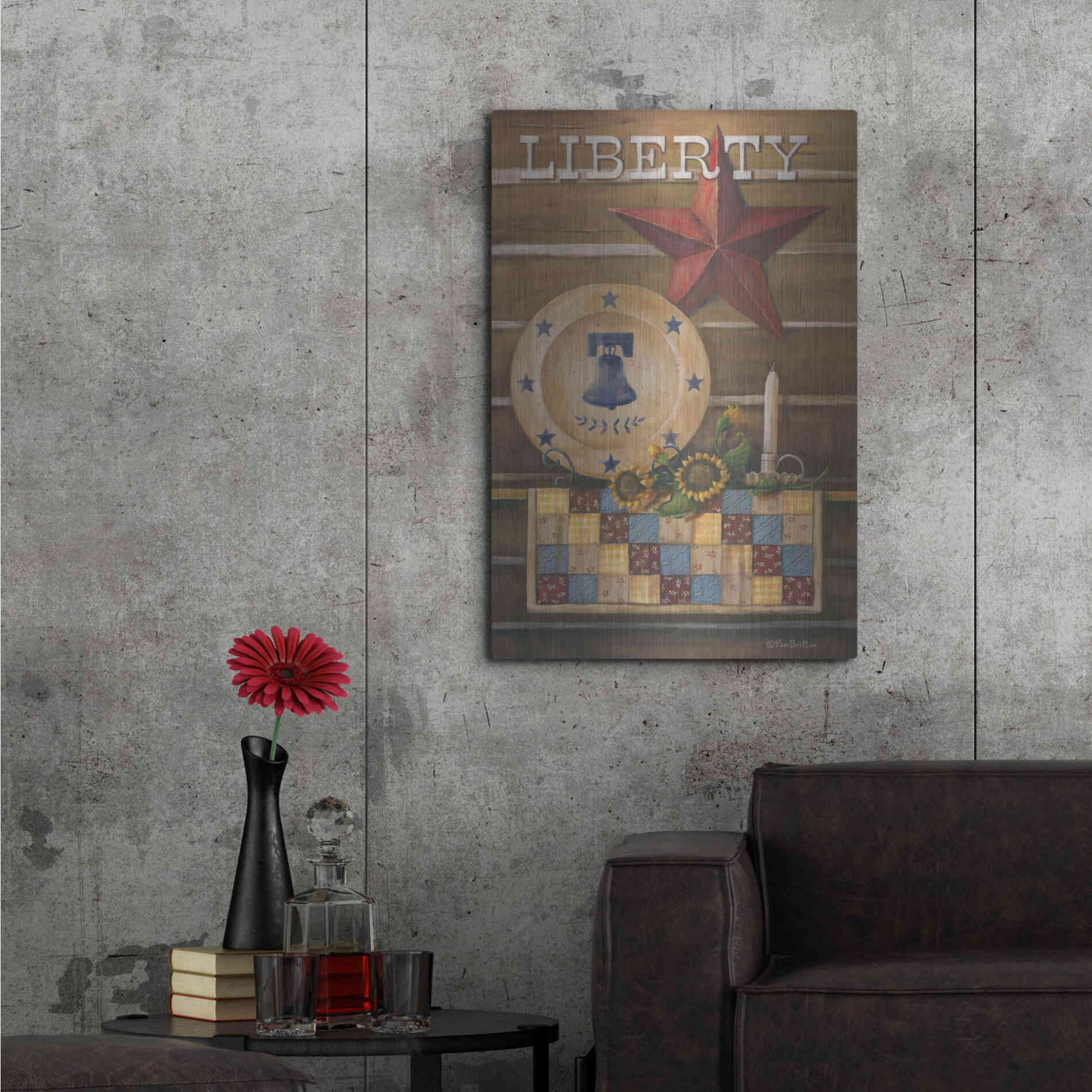 Luxe Metal Art 'Liberty' by Pam Britton, Metal Wall Art,24x36
