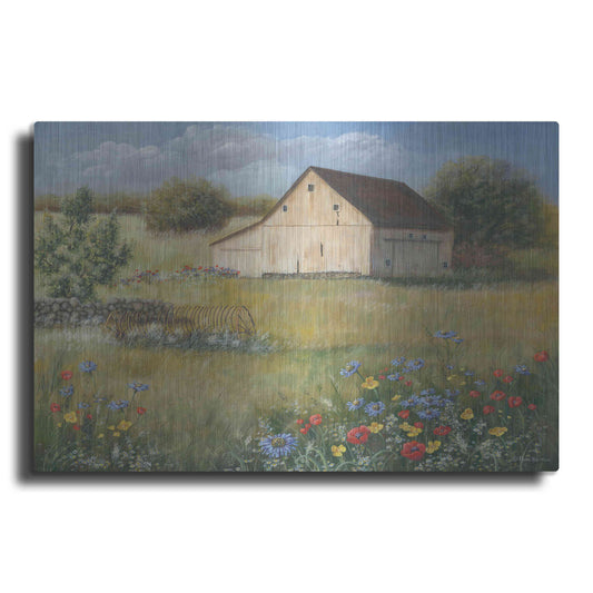 Luxe Metal Art 'Country Wildflowers I' by Pam Britton, Metal Wall Art