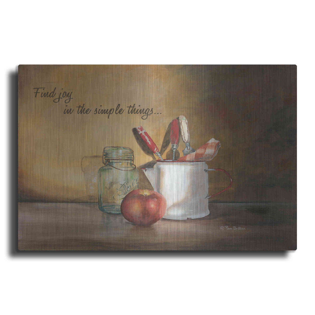 Luxe Metal Art 'Find Joy in the Simple Things' by Pam Britton, Metal Wall Art