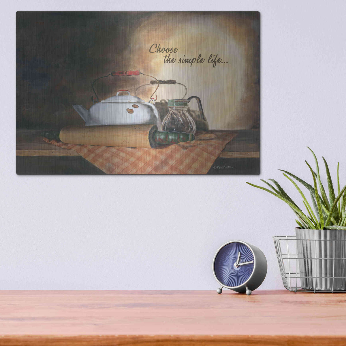 Luxe Metal Art 'Choose the Simple Life' by Pam Britton, Metal Wall Art,16x12
