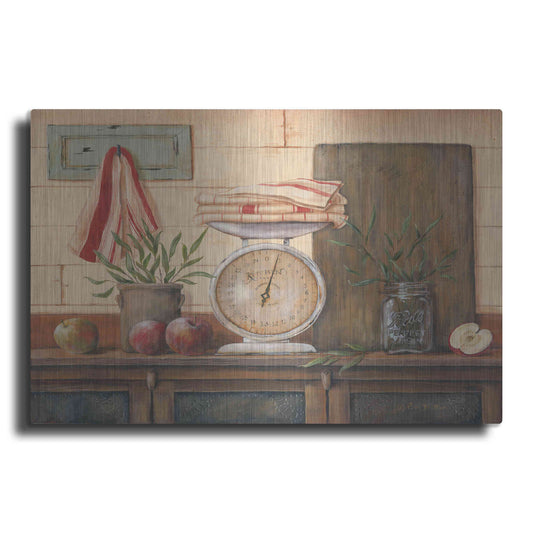 Luxe Metal Art 'Apples and Tea Towels I' by Pam Britton, Metal Wall Art