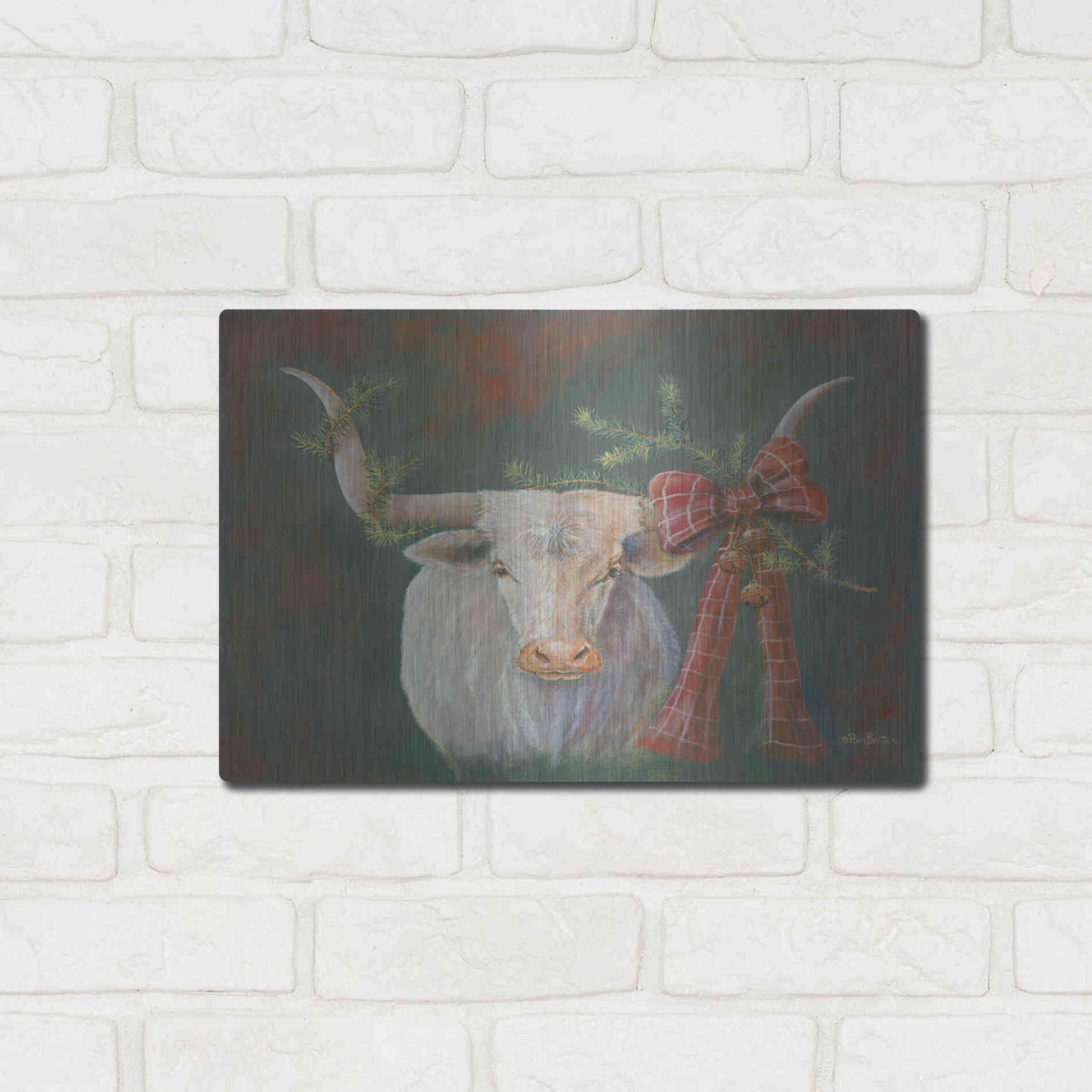 Luxe Metal Art 'Hilda Mae Decked Out' by Pam Britton, Metal Wall Art,16x12