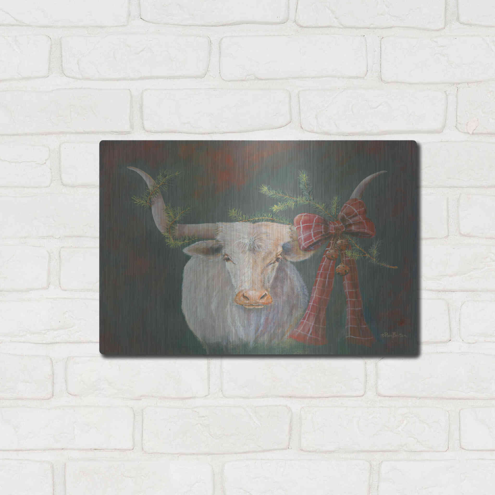 Luxe Metal Art 'Hilda Mae Decked Out' by Pam Britton, Metal Wall Art,16x12