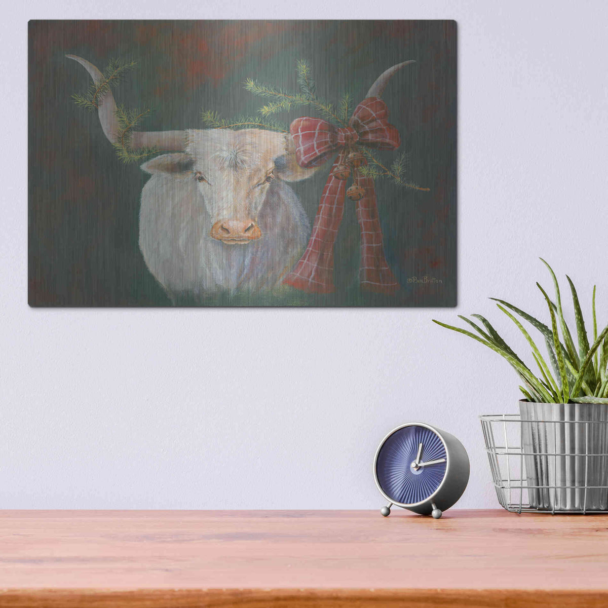 Luxe Metal Art 'Hilda Mae Decked Out' by Pam Britton, Metal Wall Art,16x12