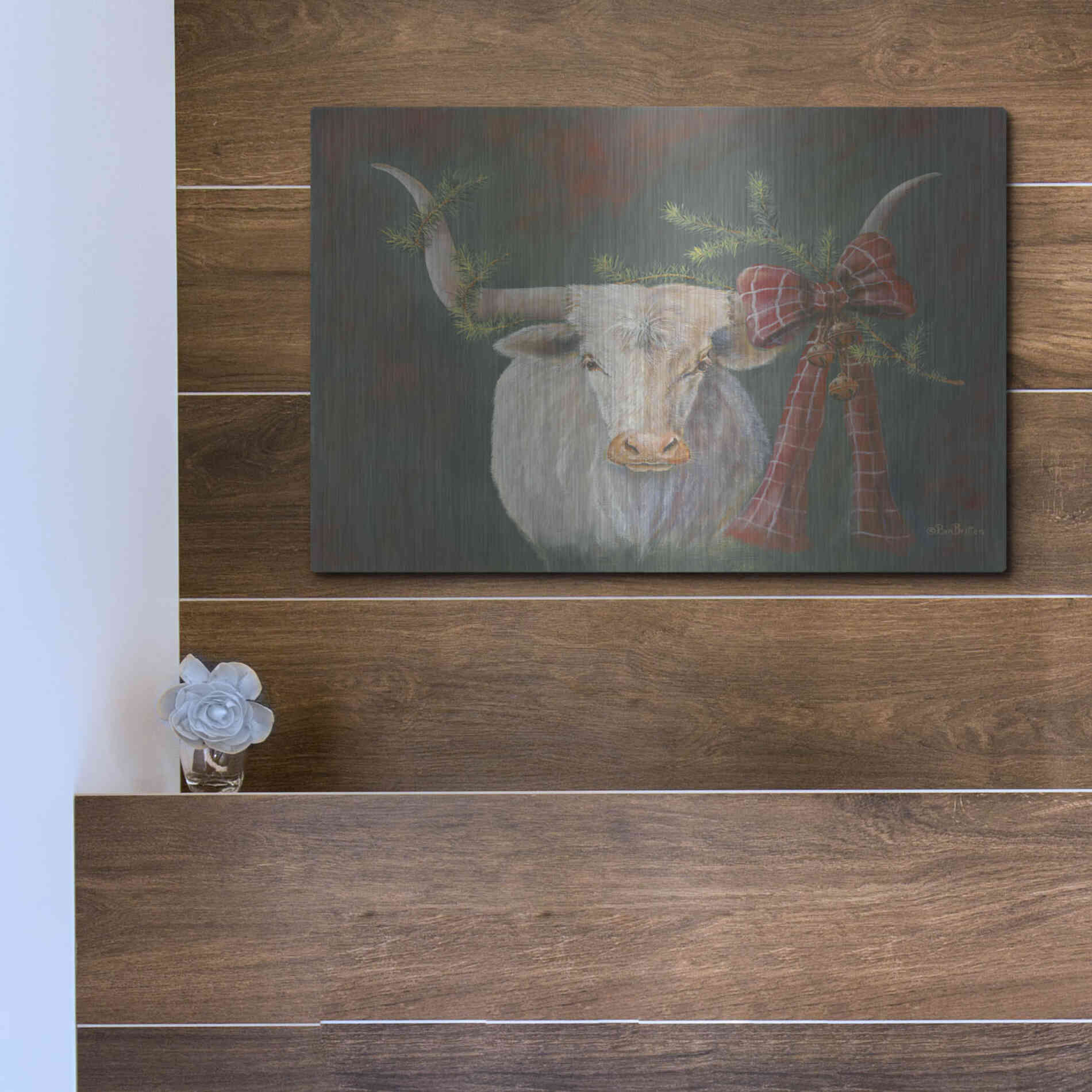 Luxe Metal Art 'Hilda Mae Decked Out' by Pam Britton, Metal Wall Art,16x12