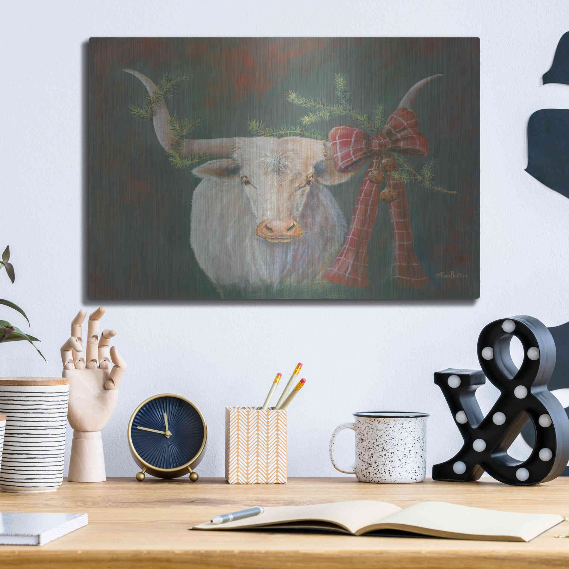 Luxe Metal Art 'Hilda Mae Decked Out' by Pam Britton, Metal Wall Art,16x12