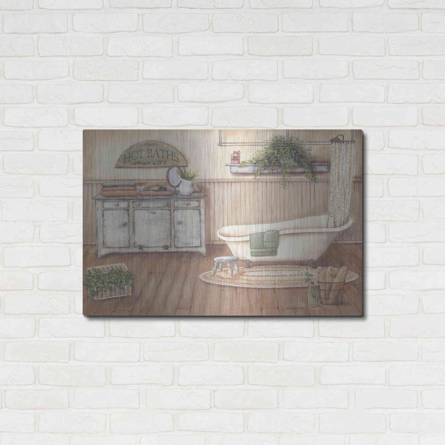 Luxe Metal Art 'Vintage Bath I' by Pam Britton, Metal Wall Art,36x24