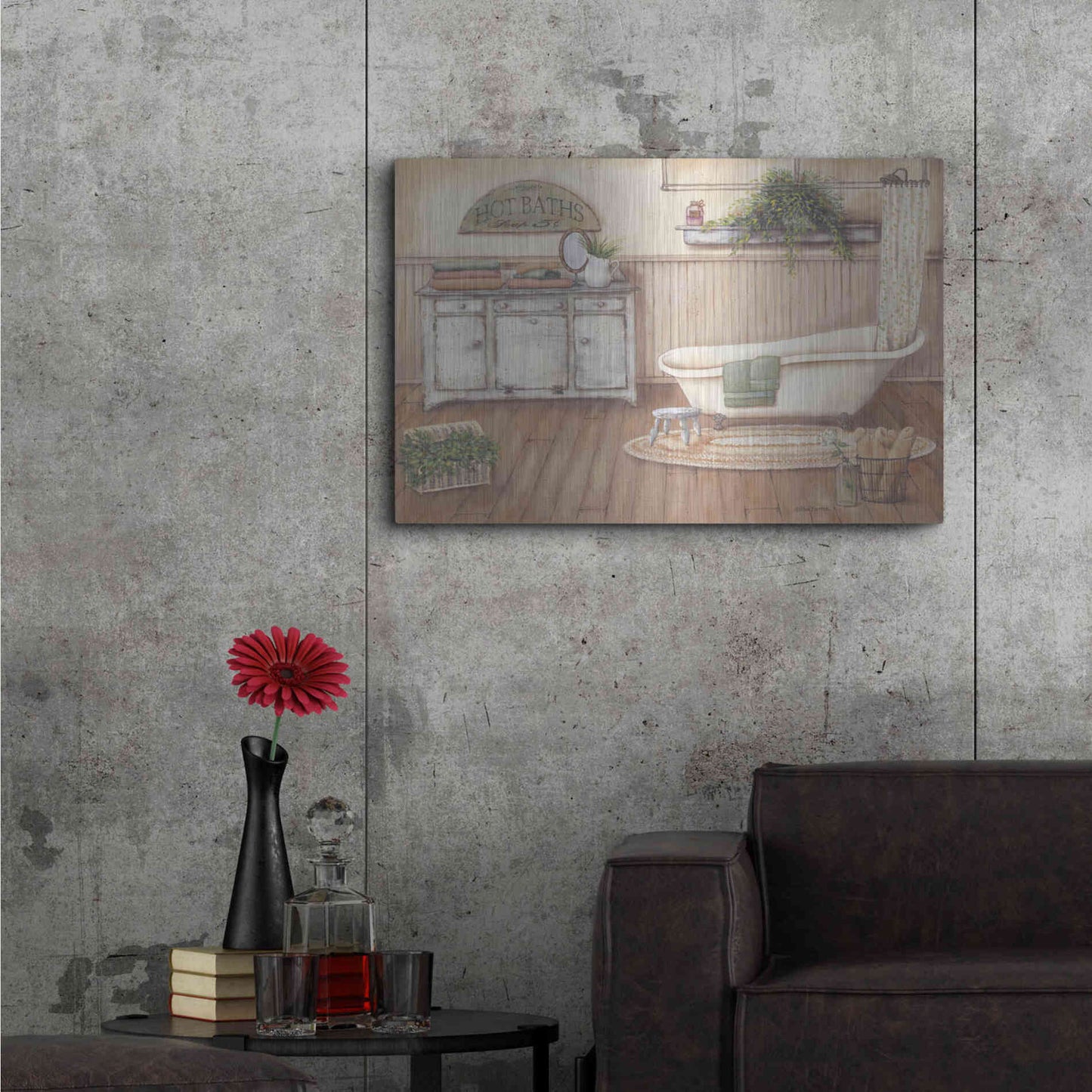 Luxe Metal Art 'Vintage Bath I' by Pam Britton, Metal Wall Art,36x24